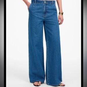 Madewell Wide-Leg Flare Jeans in Medium Blue Denim